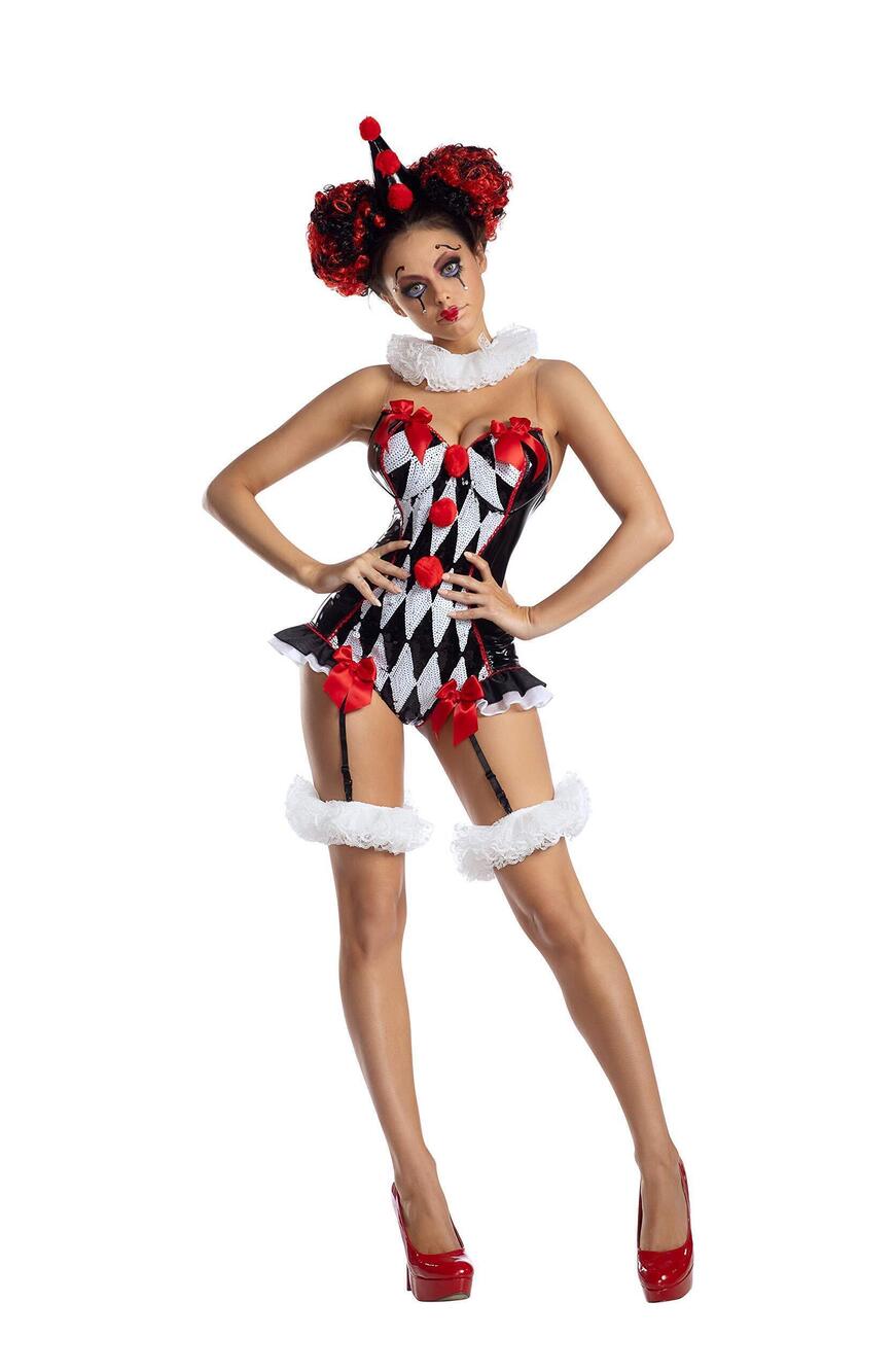 7037 Dark Harlequin Costume, Black/Red, Medium